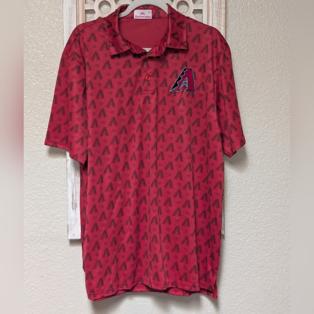 Budweiser Arizona Diamondbacks Polo Shirt Mens XL Red Collared Embroidered Golf